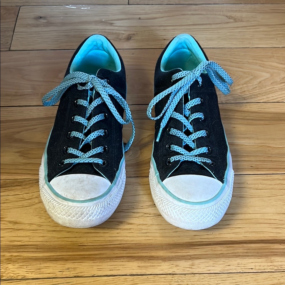 Black and Teal Converse Sneakers